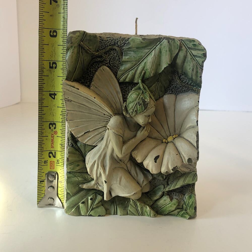 VTG eDeco Studio Fairy‎ Whimsy Flower Green Wax Candle 6in Unused Mythical READ - Picture 6 of 7
